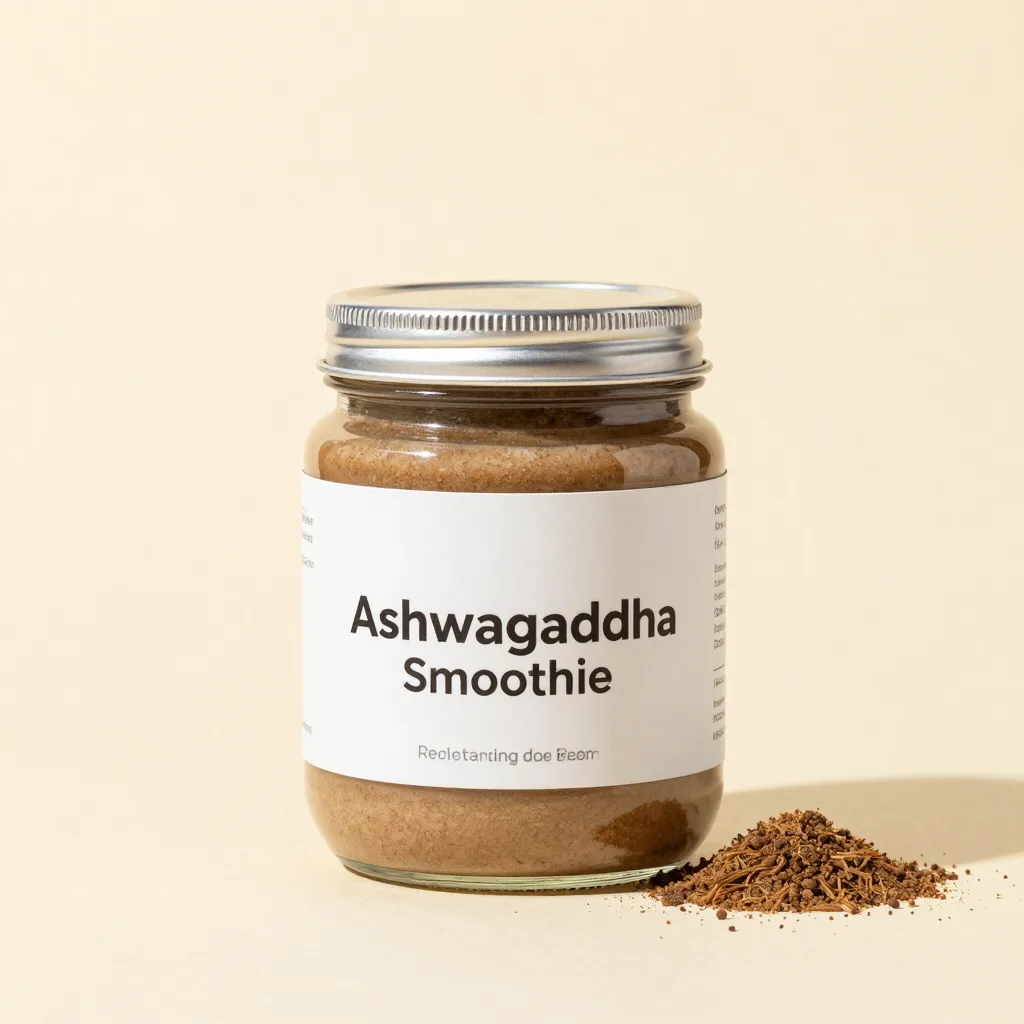 A jar of ashwagandha smoothie blend